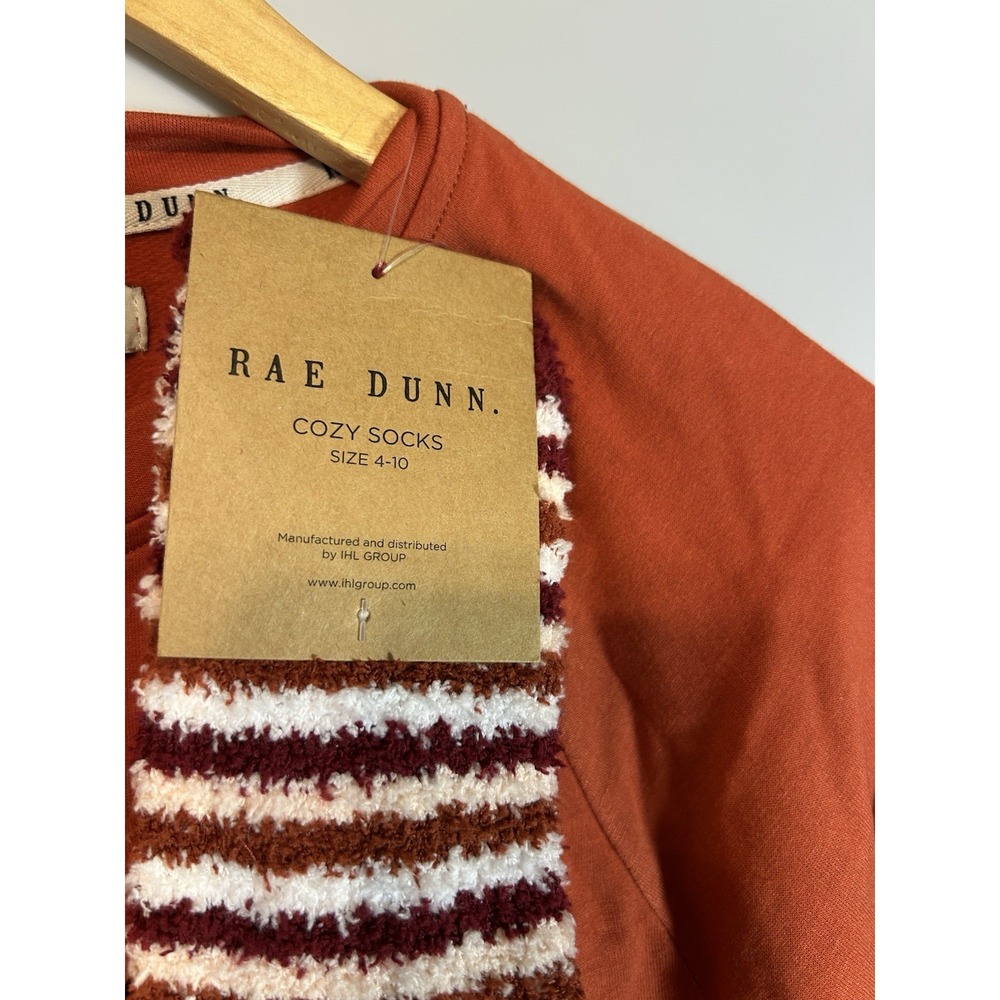 Rae Dunn Orange Pumpkin Spice Fleece Lined Sweatshirt & Socks Women's Size S NWT - Picture 9 of 9